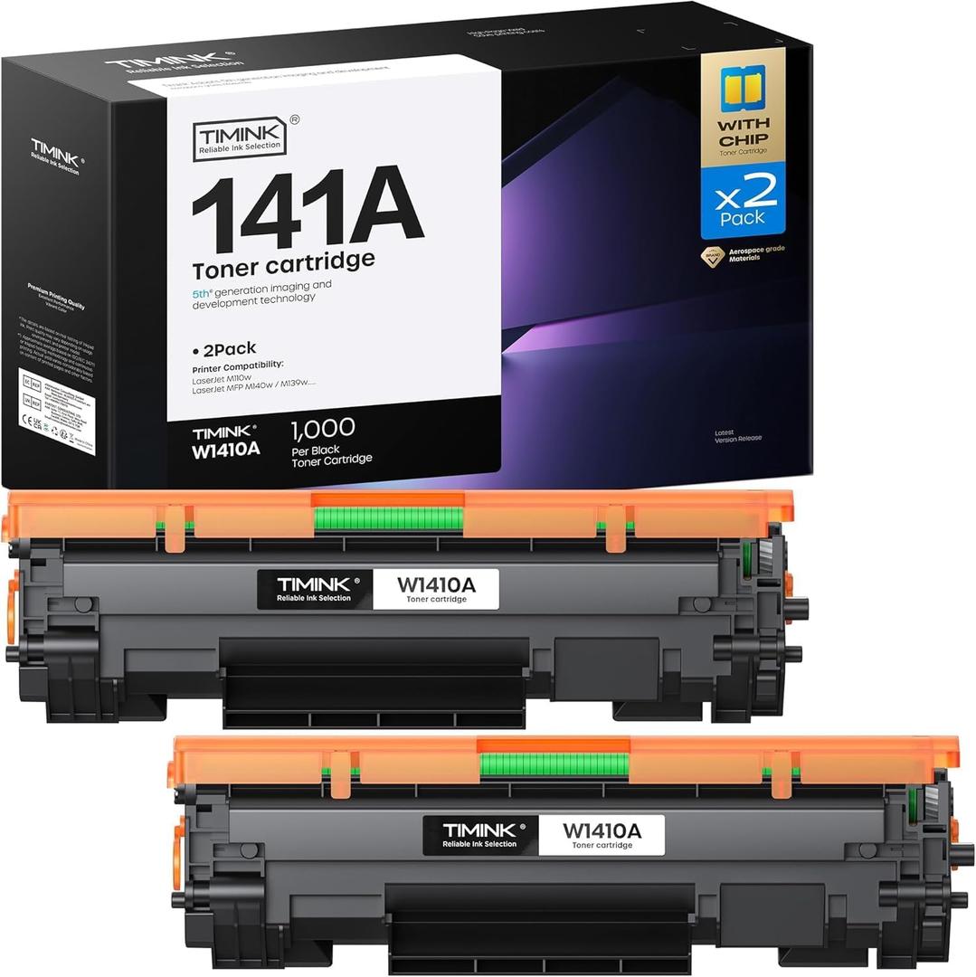 141A Toner Cartridge, 2 Pack High Yield Compatible with HP 141A W1410A 141X W1410X Black Toner Cartridge Work for LaserJet Pro M110w MFP M139w M140w Printers (Black)