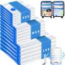 15 Pack Travel Vacuum Storage Bags with USB Electric Pump, Combo Space Saver Vacuum Seal Bags for Clothing Travel Vaccine Sealed Storage Bag for Comforters Blankets Clothes Suitcase, Clear