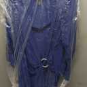 R&M Richards Women's Faux Wrap Cocktail Cascade Dress W/Ruffled Sheer Sleeves & Buckle Accent (8, Violet)