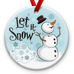 Funny Snowman Christmas Ornament 2025 Let Snow Ornament, Holiday Tree Decoration, Funny Humorous Winter Gift - Xmas Hanging Decor, Secret Santa Present, Snowman Gift Ideas for Family, 2.9 inch round size