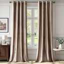BULBUL Taupe Velvet Curtains 96 inches Length Luxury Elegant Living Room Curtain-Blackout Modern Thermal Insulated Soundproof Privacy Room Darkening Floor to Ceiling Drapes for Bedroom Set of 2