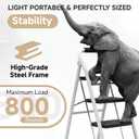 5 Step Ladder, Foldable Step Stool with Wide Anti-Slip Pedal & Thick Rubber Feet, Cushioned Handle, Safe-Lock Design, Folding Portable Ladder for Multi-Purpose, 800lb, White