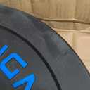 Signature Fitness 2" Olympic Bumper Flat Weight Plates with Steel Hub - 100% Virgin Rubber, Black, 45LB
