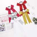 Long Tail Glitter Cheer Bows 16 PCS Collegiate Style Cheer Bows Ponytail Holder Handmade Bows for Girls Teens Cheerleader Sports (Glitter Red)
