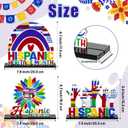2 x Haooryx Hispanic Heritage Month Centerpieces - 3Pcs Latin American Celebrate Hispanic Heritage Month Wooden Centerpieces Decorations Table Topper Sign Decor Party Favor Decoration Supplies Photo Props