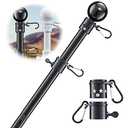 Flag Pole for Outside House - 6ft Heavy Duty Metal Flag Pole Kit, Tangle Free Spinning Flagpole Holder For Outdoor Porch Residential Decoration - Black