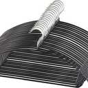 Premium PVC Coating Metal Hangers 20 Pack, Heavyduty, Non Slip Slimline, Suit Jacket T Shirt Hangers, Gold Hooks, Space Saving Clothes Hanger (Black)