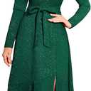 Womens Formal Wedding Guest Dress Christmas Cocktail Evening One Shoulder Long Sleeve Glitter Sparkly Dresses, Size M