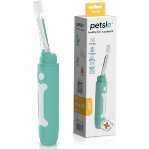 petsie Dog Toothbrush | Innovative Eletrolytic Technology | Improves Oral Health & Reduces Bad Breath | No Vibrations & Silent Teeth Cleaning Brush | No Toothpaste Needed | Dog Teeth Cleaning Kit (Small, Green)