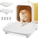 Litter Box Ramp,Litter Box Step with Filter Function,Litter Trapper with Flaps on Both Sides Box,Easy Entry to Kittens & Senior Cat