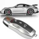 Jaronx Compatible with Porsche Key Fob Cover, Key Cover Compatible with Cayenne Panamera Macan Cayman 911 Compatible with Porsche Accessories (GT Silver)