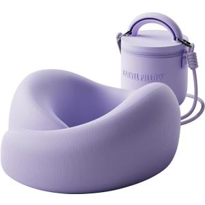 Travel Pillow - Memory Foam Neck Pillow Airplane, Neck Travel Airplane Pillow for Long Flight, 360° Support, Machine Washable (Purple)