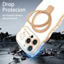 for iPhone 14 Pro Max Magnetic Case with Stand, Luxury Electroplating Shockproof Wave Curly Frame and Heart Pattern, Lens and Screen Edge Raised Protection for iPhone 14 Pro Max-White