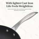 COOKLIFE 10.25 Inch Lightweight Enameled Cast Iron Frying Pan - Toxin-Free - Oven Safe up to 500 F or on Stovetop - Cast Iron Skillet for Cook, Bake - Antique White