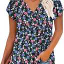 ONLYSHE Women's Summer Shirts and Blouses Casual Short Sleeve Tunic Tops V Neck Loose Fit. XL