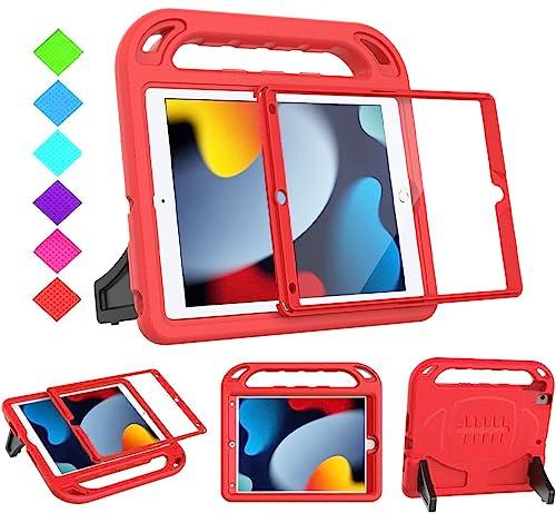 BMOUO Kids Case for New iPad 10.2 2021/2020/2019-iPad 9th/8th/7th Generation Case with Built-in Screen Protector,Shockproof Lightweight Handle Stand Kids Case for iPad 10.2" 2021/2020/2019 Latest-Red