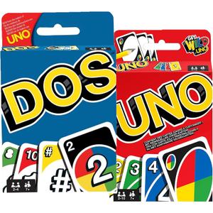 Mattel Toys, UNO Card Game And Mattel Games DOS Family Card Game, From the Makers of UNO, with 108 Cards, Makes a Great Game for 7 Year Olds and Up