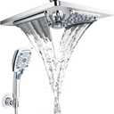 ELLO&ALLO Rain Shower Head with Handheld Spray, Rainfall Shower Head Combo with 60" Hose, Adjustable Dual Showerhead Set with 3-Way Diverter, Chrome
