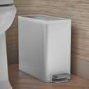 Kohler 20957-STW 2.5 Gallon Slim Step Trash Can, Bathroom Trash Can with Soft-Close Foot Pedal, White with Stainless Steel