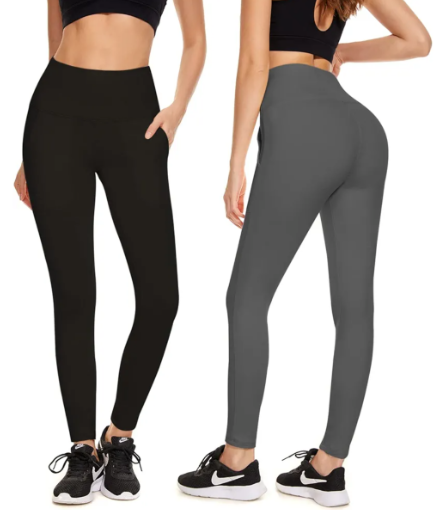 FULLSOFT 2 Pack Fleece Lined Leggings with Pockets for Women High Waisted Thermal Winter Yoga Pants for Workout Running 2XL