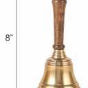 Hand Bell with Antique Brass Finish and Wooden Handle Perfect for Weddings, Schools, Games, Reception Desks, Religious Ceremonies & Events 3 Diameter, 8 Height