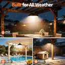 Intelamp Solar Pendant Lights Indoor Outdoor, 2 Packs 4000mAh Gazebo Shed Chandeliers with Remote All Day/Night Mode 16.4Ft Hanging Warm White Lighting for Outside Barns Chicken Coop