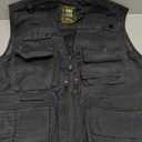 Flygo Men's Casual Lightweight Outdoor Fishing Work Safari Travel Photo Cargo Vest Jacket Multi Pockets (Medium, Black)