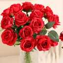 JUSTOYOU 30PCS Artificial Roses Silk Flowers in Bulk, Realistic Red Fake Roses for Wedding Decorations, Home Decor, Centerpieces, Indoor Floral Arrangements