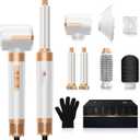 Hair Dryer Brush,Blow Dryer Brush with Attachments,110000 RPM Curly Twist 7 in One Air Style, Professional Ionic Hair Styling Tool, Left & Right Air Curler, Volumizer (White Gold)