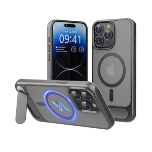 Temdan Magnetic Compatible with iPhone 16 Pro Case, [Built-in Invisible Kickstand][Compatible with MagSafe] [Military Grade Shockproof] Slim Translucent Matte Phone Case for iPhone 16 Pro 6.3" Gray