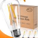 【Upgraded】 Dimmable LED Light Bulbs 60 watt Soft White, E26 Bulb LED Lights for Bedroom with High Brightness Warm White 5000K, 6W, 90+CRI, Clear Glass, 4 Pack