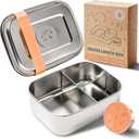 Everusely - Bento Box for Kids - Orange, 27oz / 0.8 L - Stainless Steel Lunch Box with Leakproof Condiment Container - 3 Compartment Snack Organizer for On the Go Meals - Freezer & Dishwasher Safe