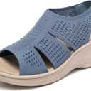 KOIMED Women's Comfortable Platform Walking Sandals With Memory Foam Open Toe Lightweight Breathable Soft Mesh Washable For Summer Travel Casual Beach Outdoor Sport, Size 10.5" Long, 4" Wide