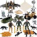 Mr.River US Army Men Action Figures Play Set, Toy Soldiers with Military Weapons Accessories for Kids Boys