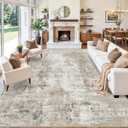 12x14 Area Rug for Living Room Washable Non-Slip Soft Extra Large Carpet for Bedroom Dining Room Family Room, Modern Neutral Abstract Low Pile Thin Indoor Big Rug Beige Grey