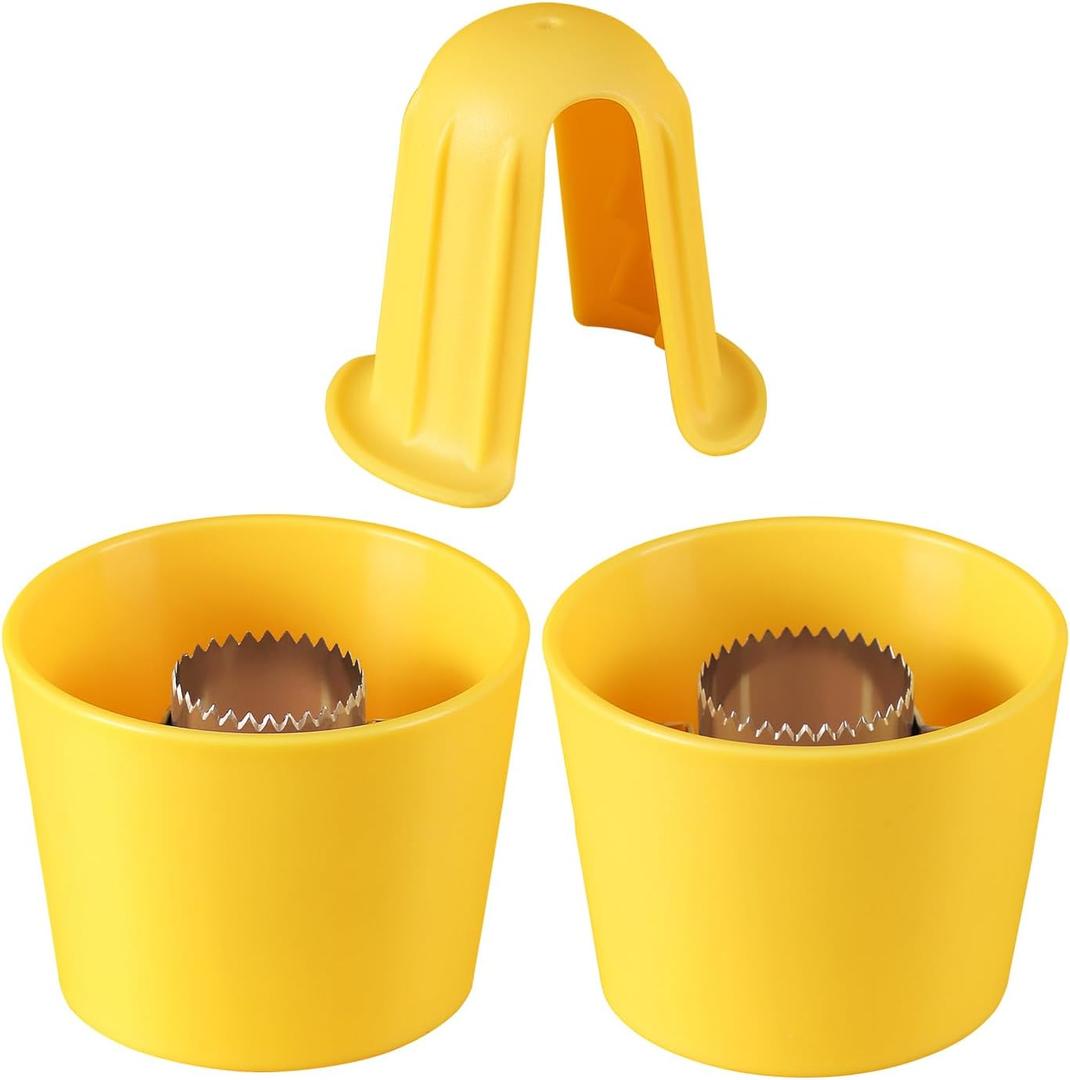 2 Sizes Corn Peeler - Corn Stripper for Corn on the Cob, Corn Cutter with Safety Handle (Yellow- 2 Different Sizes)