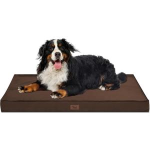 Outdoor All Weather Waterproof Dog Bed, Orthopedic Dog Bed for Extra Large Dogs, Egg Crate Foam Crate Pad with Washable Removable Oxford Cooling Cover, 47x29 Inch, Brown
