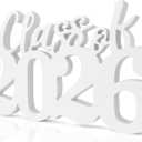 Graduations Decorations 2026,White Class of 2026 Wooden Photo Props, Senior White Graduation Table Centerpiece for 2026 Graduation Party Decorations Supplies
