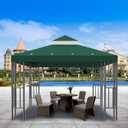 Sumfaller 10x10 FT Gazebo Replacement Canopy Top Double Tiered Canopy Top for Outdoor BBQ Roof Cover Grill Shelter (Green)