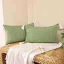 Tosleo Boho Spring Decorative Throw Pillow Covers 12 x 20 Set of 2 Farmhouse Cute Stripe Pillowcase with Tassels Minimalist Neutral Green Woven Square Cushion Case for Sofa Couch Bedroom Living Room