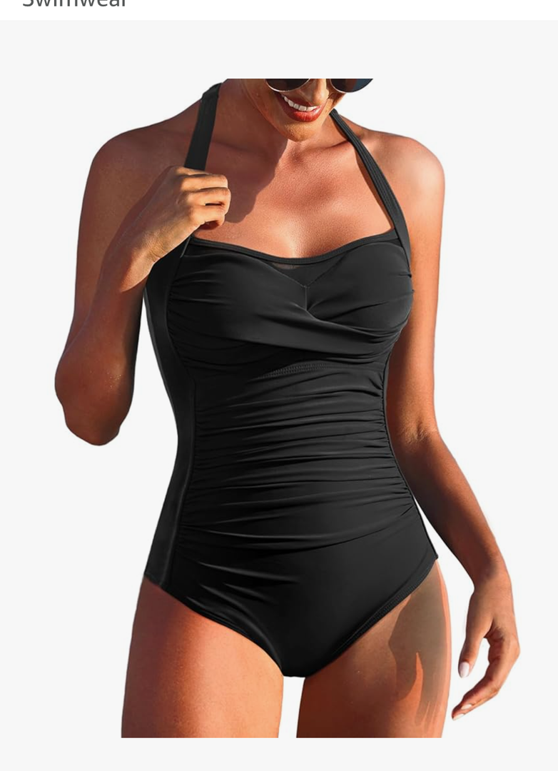 Aqua Eve One Piece Bathing Suit for Women Tummy Control Swimsuit Slimming Vintage Swimwear, Size M