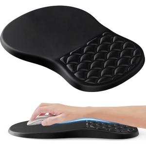 Ergonomic Mouse Pad Wrist Support with Memory Foam&Non-Slip Pu Base Cushion Massage Bump,Mouse Pad with Wrist Rest for Carpal Tunnel Pain Relief,Work from Home Essentials