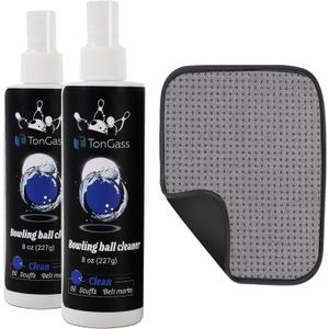TonGass Bowling Ball Cleaner Spray Kit with Towel (2+1 Pack) Portable Bowling Spray Accessories, Oil & Scuff Mark Cleaner, Restores Tack and Prolongs Lifespan of Ball (Multicolor)