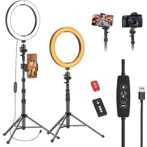 EMART 10" Ring Light with 55" Extendable Tripod Stands and Phone Holder, Dimmable LED Circle Round Light for Selfie Camera Photography/Makeup/YouTube Video/Vlogging/Live Streaming