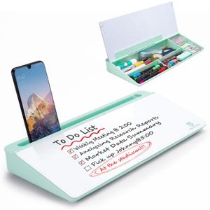 TSJ OFFICE Desktop Whiteboard Dry-Erase-Board - Computer Keyboard Stand White Board Surface Pad with Drawer, Desk Organizers with Accessories for Office, Home, School Supplies (Green)