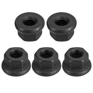 uxcell M8 Flange Hex Nuts, 5pcs Grade 10.9 Carbon Steel Black Oxide Finished Hex Flange Nuts for Machinery