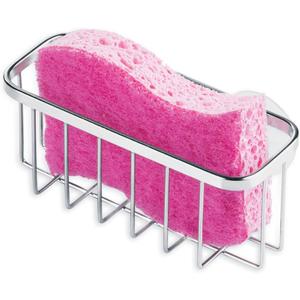 iDesign Gia Stainless Steel Dish Sponge Holder Basket with Suction Cups, Ideal for Kitchen Sinks and Bathroom Organization, 2.25"D x 2.5"W x 5.75"H, Set of 1, Polished