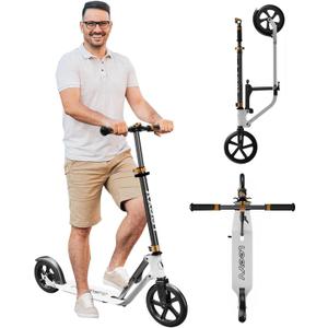 Scooter for Adults –Adult Scooter, Folding, Adjustable Height, Big Wheels, Lightweight All-Aluminum Frame | Suitable for Teens 12+ | 265lbs Weight Limit, Kick Scooter