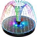 SZMP 3.5W Upgraded Glass Panel Solar Fountain with RGB Night Show, Anti-Drift Fixer & 7 Nozzles, Strong Floating Bird Bath Fountain for Garden, Pond, Outdoor (Blue)
