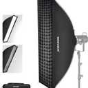 NEEWER 12"x47" Quick Setup Foldable Rectangular Strip Softbox Bowens Mount with Diffusers/Honeycomb Grid/Bag, Compatible with Godox Aputure 120d Video Lights Q4 Studio Flash Strobes, NS17S
